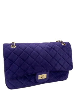 Quilted Suede Crossbody Bag 6703 PURPLE